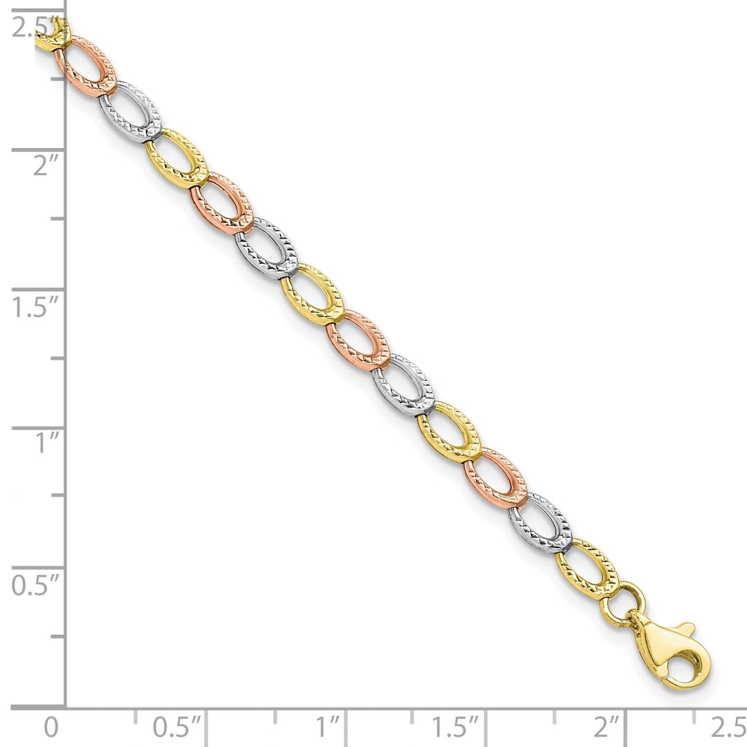 Leslie 10k Tri Color Gold Diamond Cut Bracelet