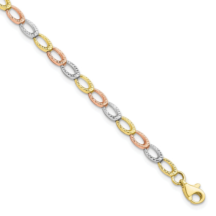 Leslie 10k Tri Color Gold Diamond Cut Bracelet