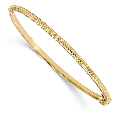 Leslie 10k Yellow Gold Polished Textured Bangle at $ 307.79 only from Jewelryshopping.com