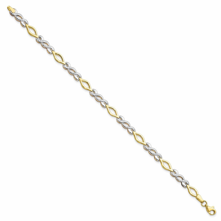 10k Two Tone Gold Polished Diamond Cut Bracelet