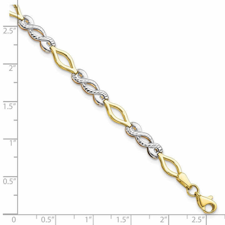 10k Two Tone Gold Polished Diamond Cut Bracelet