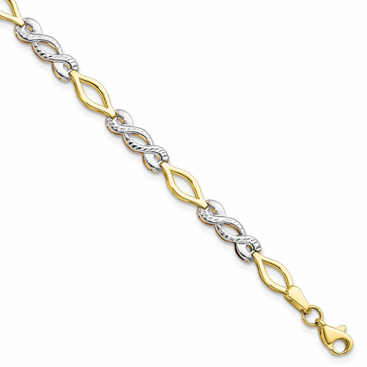 10k Two Tone Gold Polished Diamond Cut Bracelet