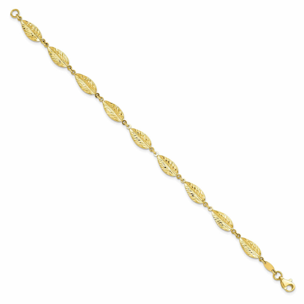 10k Yellow Gold Polished Leaf Bracelet