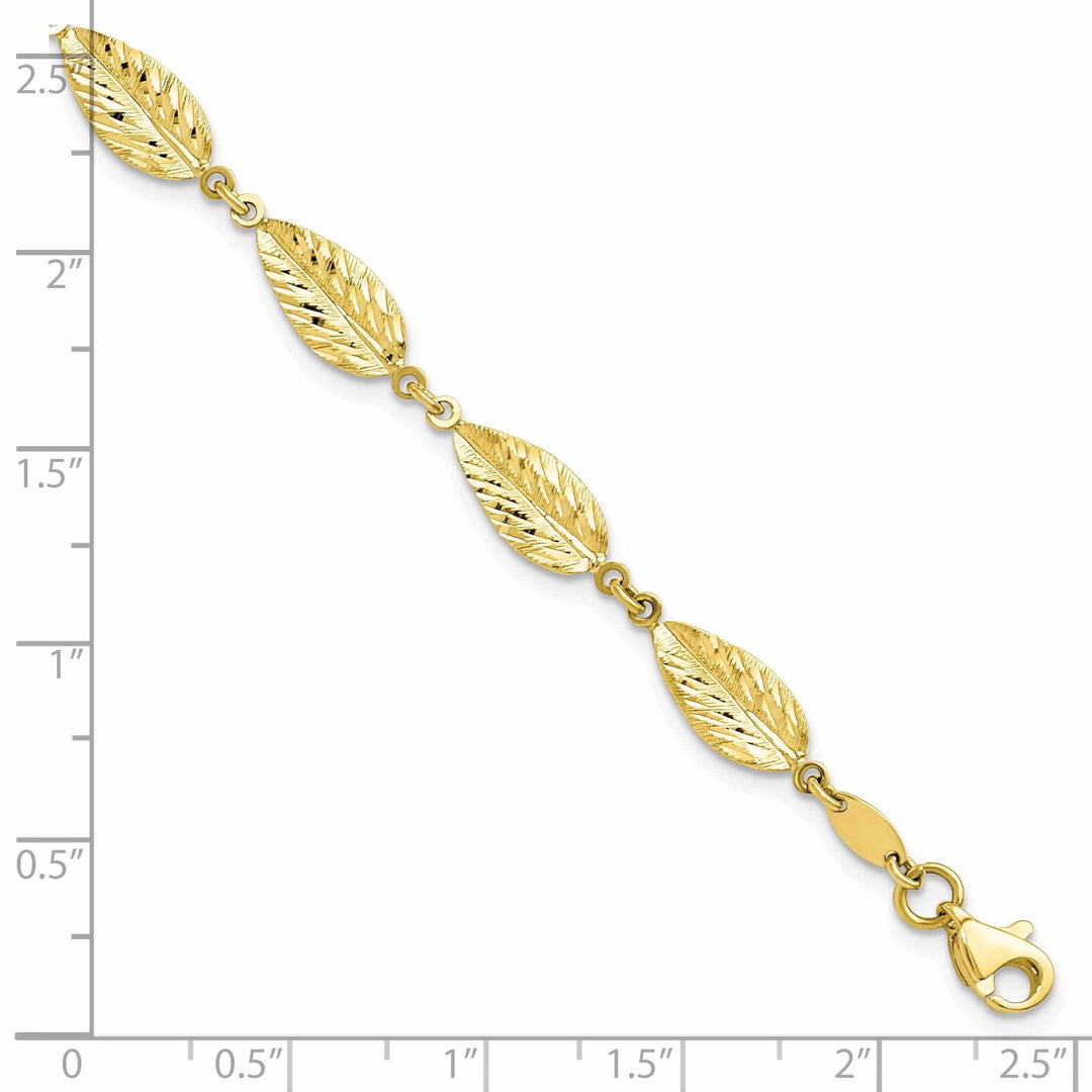 10k Yellow Gold Polished Leaf Bracelet