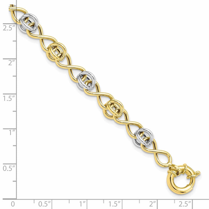 10k Yellow Gold White Rhodium Fancy Bracelet