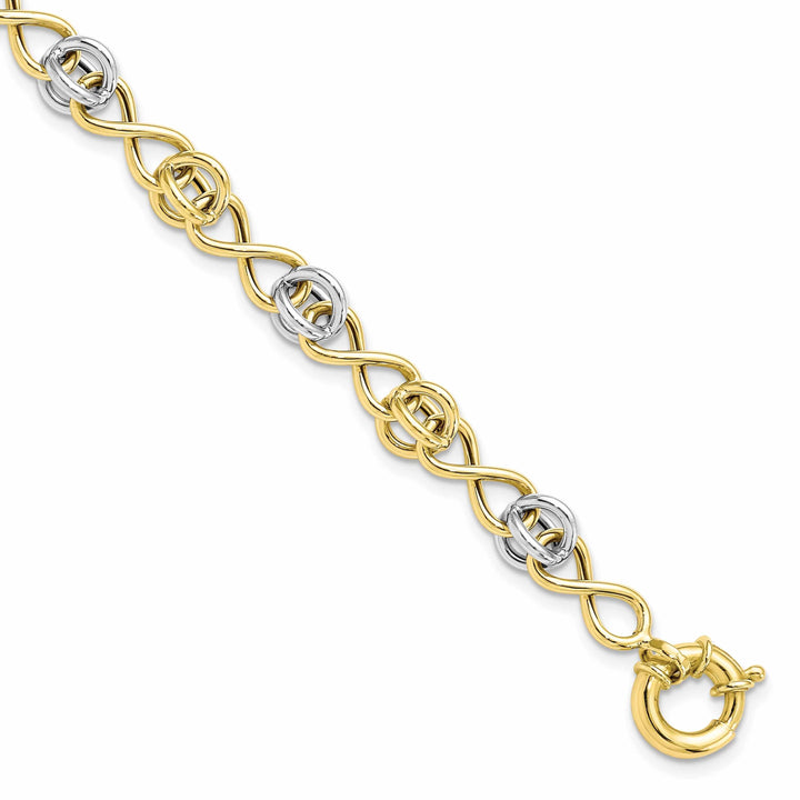 10k Yellow Gold White Rhodium Fancy Bracelet