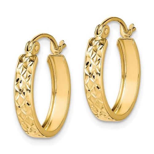 10k Yellow Gold Polished Square Tube Hoop Earrings