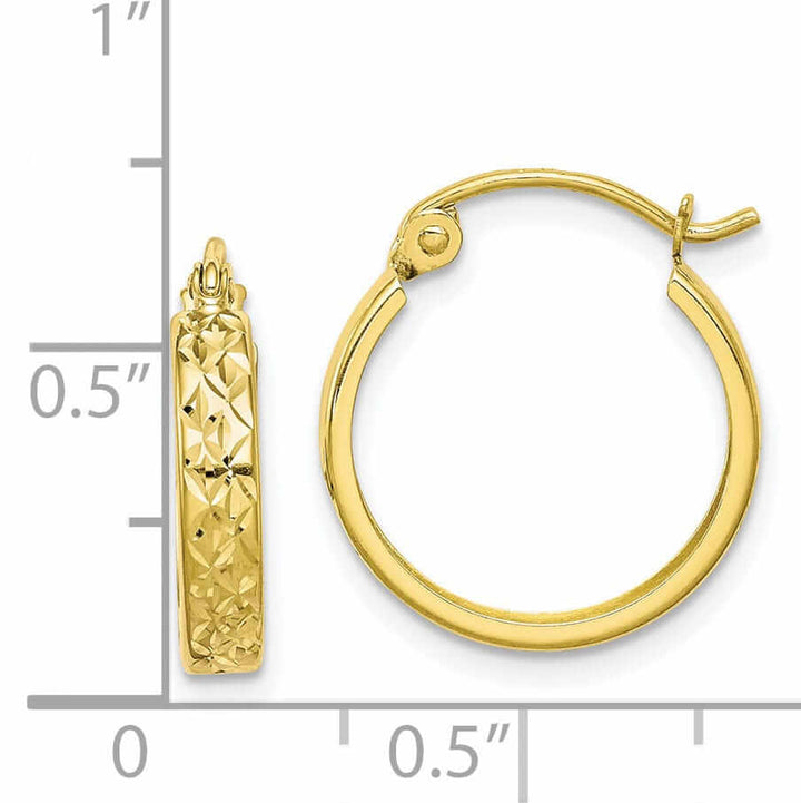 10k Yellow Gold Polished Square Tube Hoop Earrings