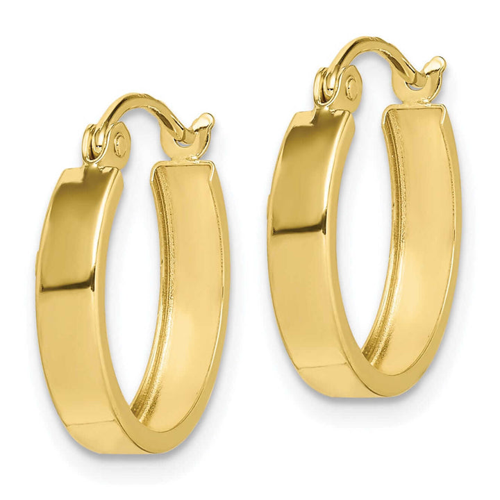 10k Yellow Gold Polished Square Tube Hoop Earrings