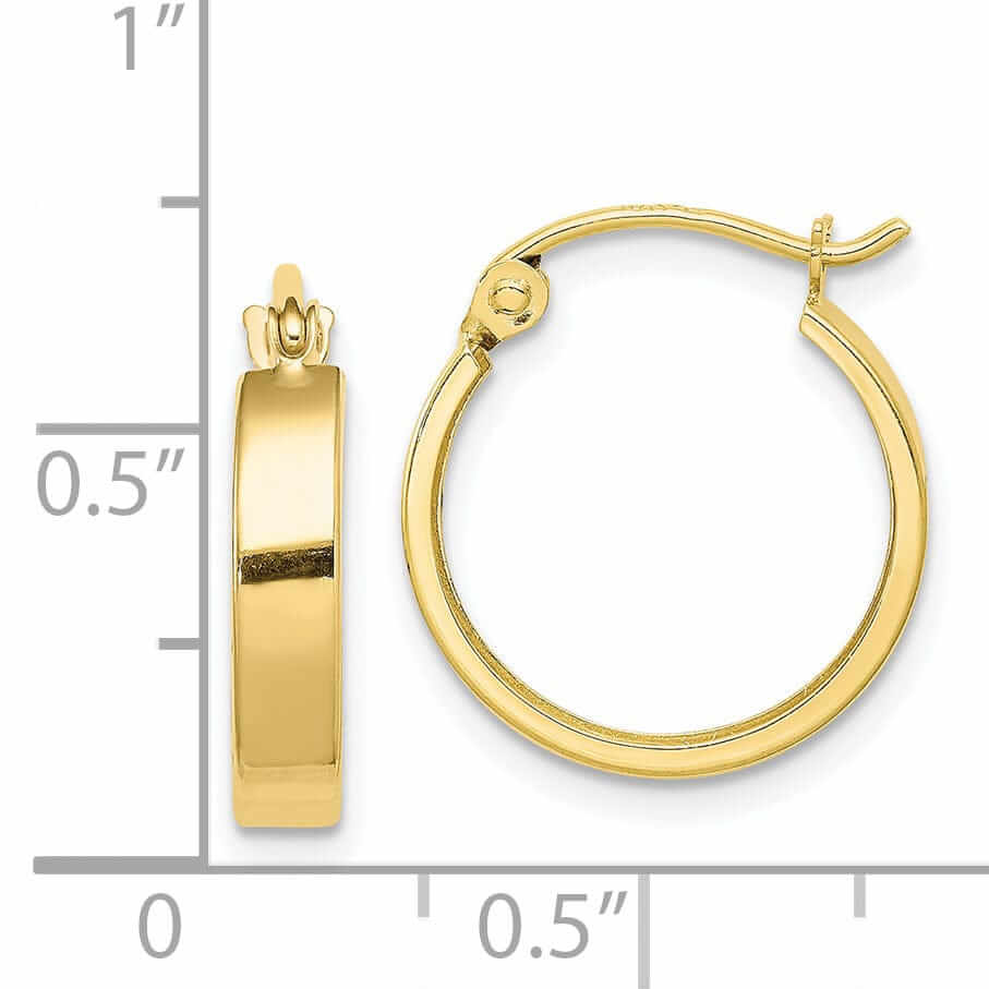 10k Yellow Gold Polished Square Tube Hoop Earrings