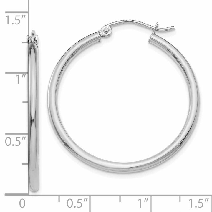 10k White Gold Polished 2MM Classic Hoop Earrings