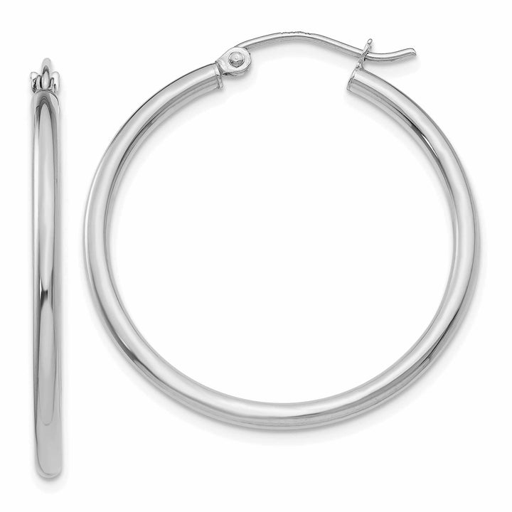 10k White Gold Polished 2MM Classic Hoop Earrings