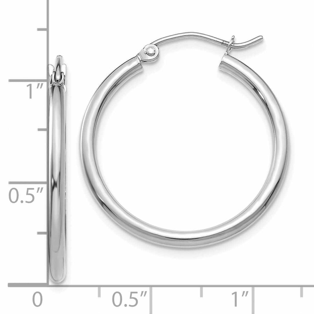 10k White Gold Polished 2MM Classic Hoop Earrings