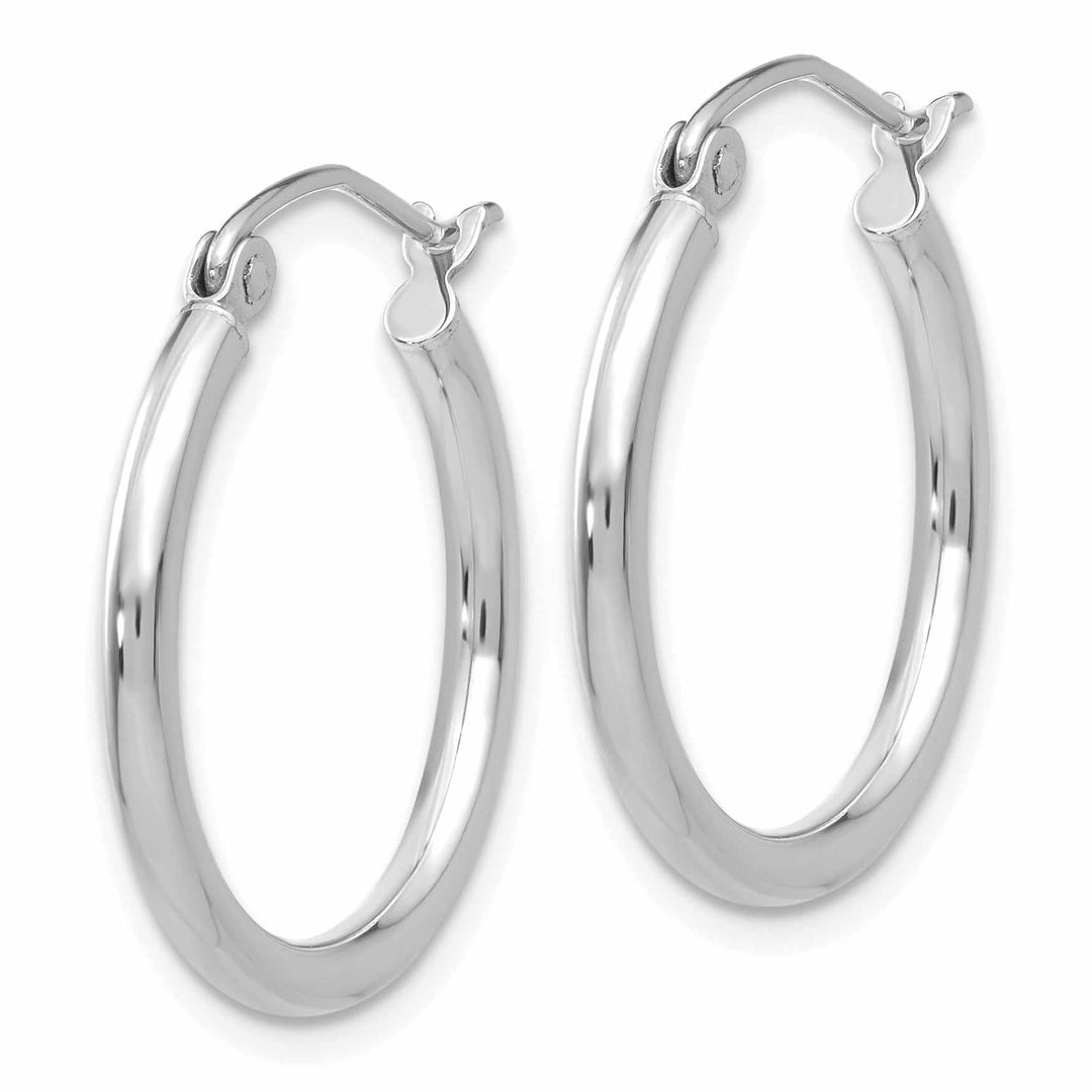 10k White Gold Polished Round Hoop Earrings