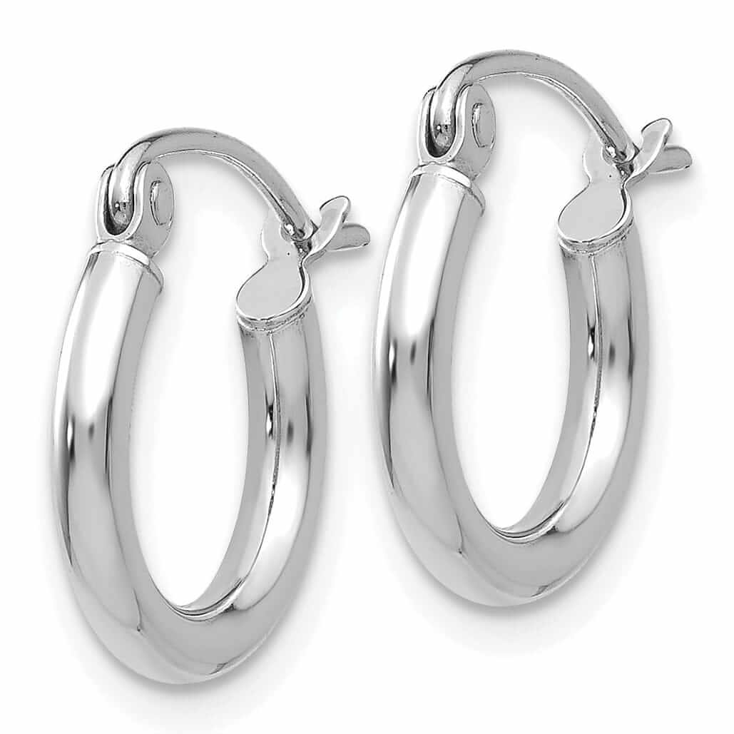 10k White Gold Polished 2MM Round Hoop Earrings