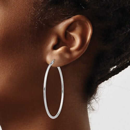 10k White Gold Polished 2MM Round Classic Earrings