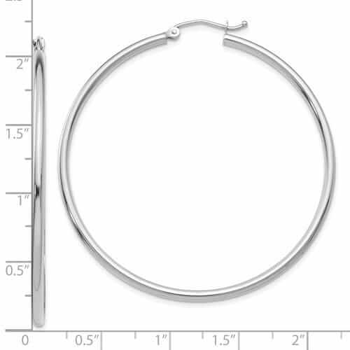 10k White Gold Polished 2MM Round Classic Earrings