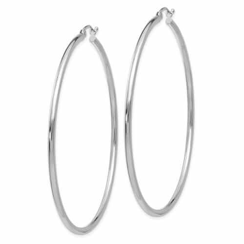 10k White Gold Polished 2MM Round Classic Earrings