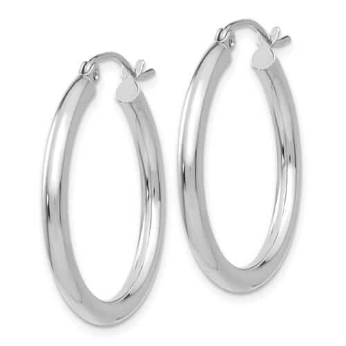 10k White Gold Polished 2.5MM Round Hoop Earrings