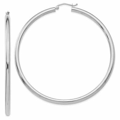 10k White Gold Polish 3MM Wide Round Hoop Earrings at $ 389.9 only from Jewelryshopping.com