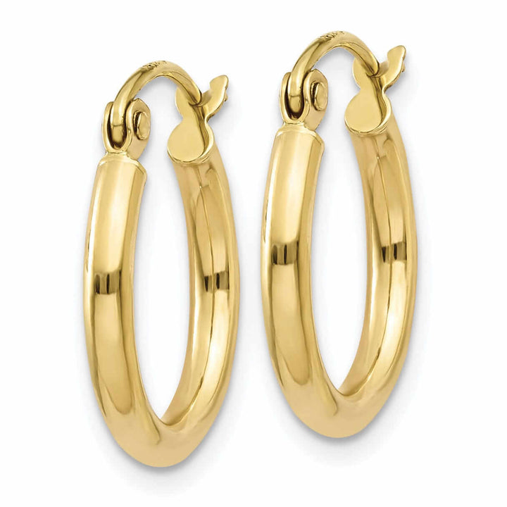 10k Yellow Gold Polished 2MM Round Classic Hoop Earrings