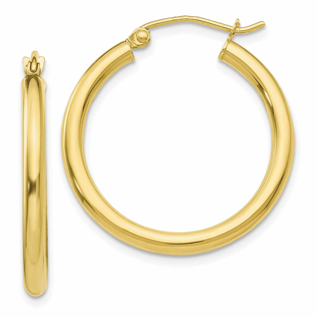 10k Yellow Gold Polished 2.5MM Round Hoop Earrings