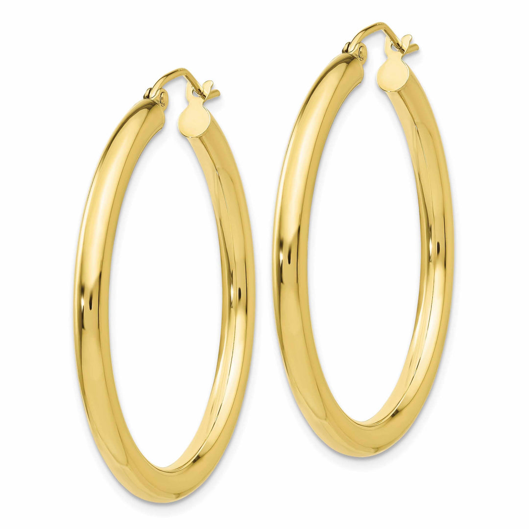 10k Yellow Gold Polish 3MM Wide Round Hoop Earring