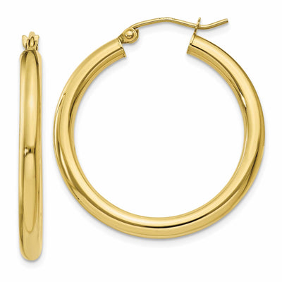 10k Yellow Gold Polish 3MM Wide Round Hoop Earring at $ 166.43 only from Jewelryshopping.com