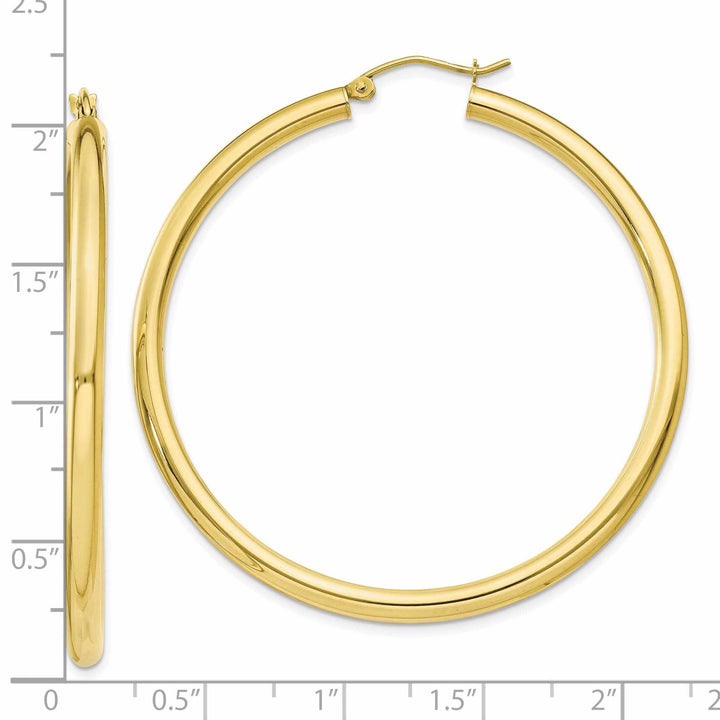 10k Yellow Gold Polish 3MM Wide Round Hoop Earring