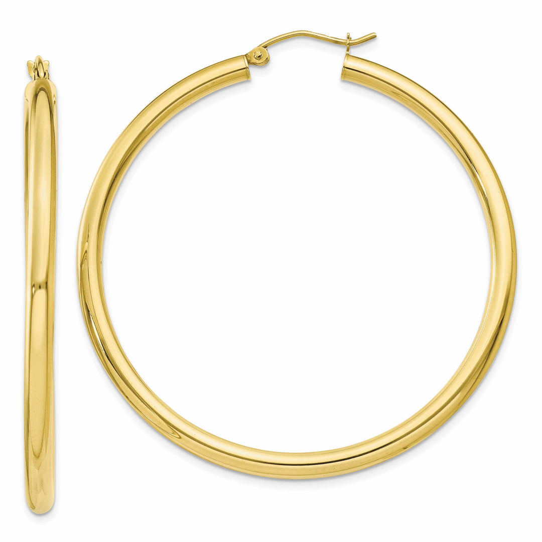 10k Yellow Gold Polish 3MM Wide Round Hoop Earring