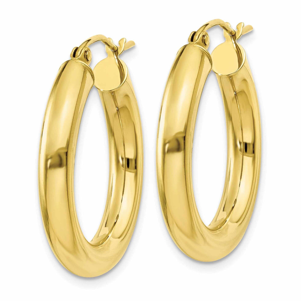 10k Yellow Gold Polished 4MM x 25MM Hoop Earrings