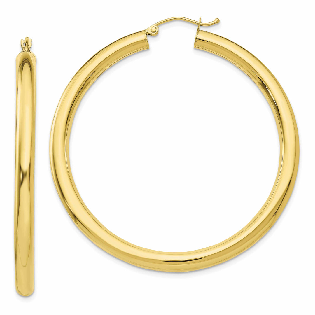 10k Yellow Gold Polished 4MM x 50MM Hoop Earrings