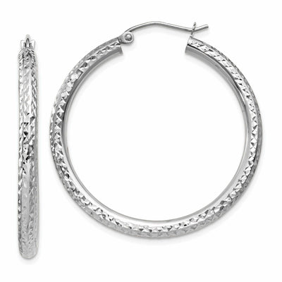 10k White Gold D.C 3MM Polished Round Hoop Earring at $ 194.84 only from Jewelryshopping.com