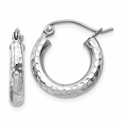 10k White Gold D.C 3MM Polished Round Hoop Earring at $ 66.2 only from Jewelryshopping.com