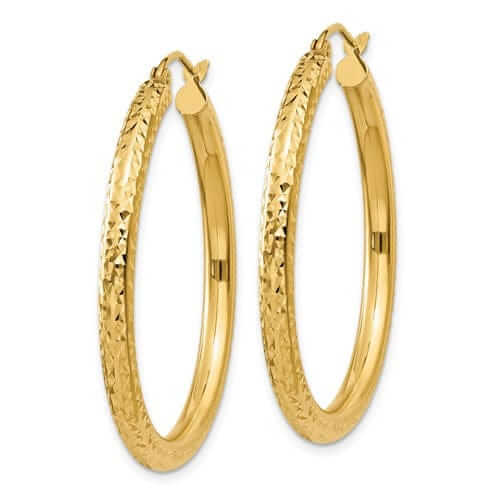 10k Yellow Gold 3MM Polished Round Hoop Earrings