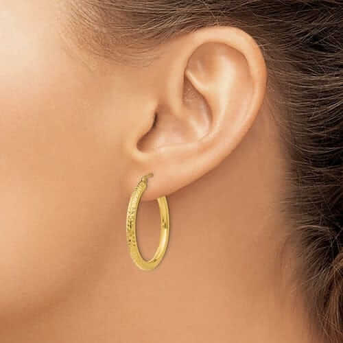 10k Yellow Gold 3MM Polished Round Hoop Earrings