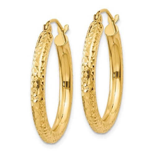 10k Yellow Gold 3MM Polished Round Hoop Earrings