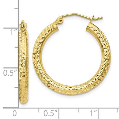 10k Yellow Gold 3MM Polished Round Hoop Earrings