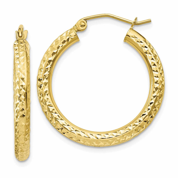 10k Yellow Gold 3MM Polished Round Hoop Earrings