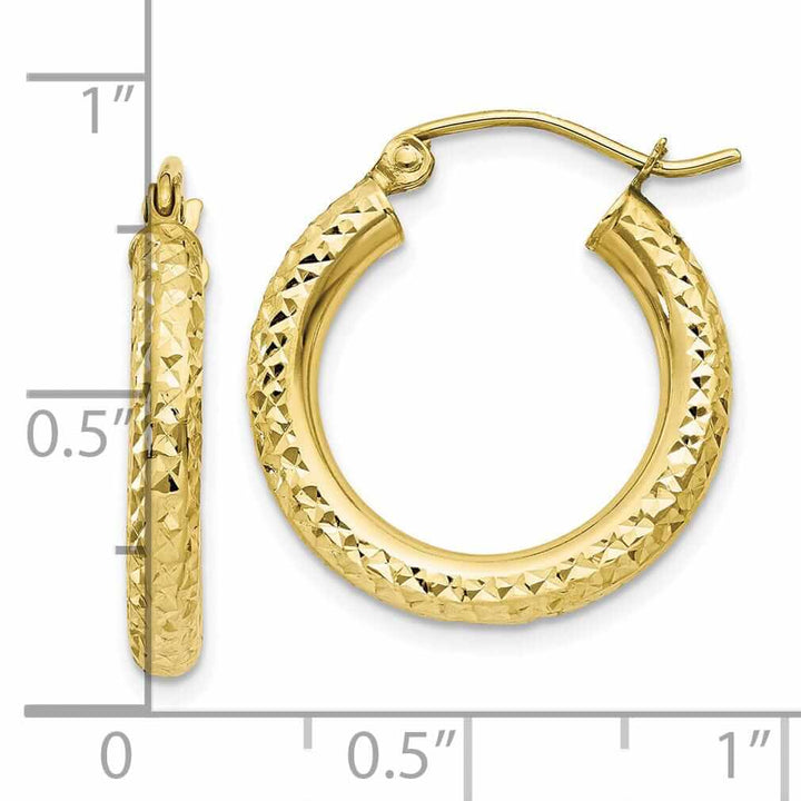 10k Yellow Gold 3MM Polished Round Hoop Earrings