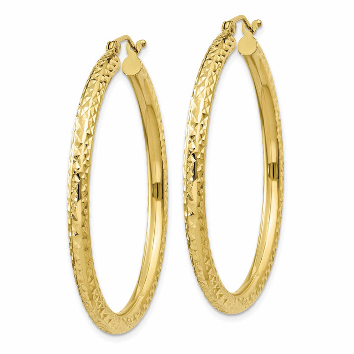 10k Yellow Gold 3MM Polished Round Hoop Earrings