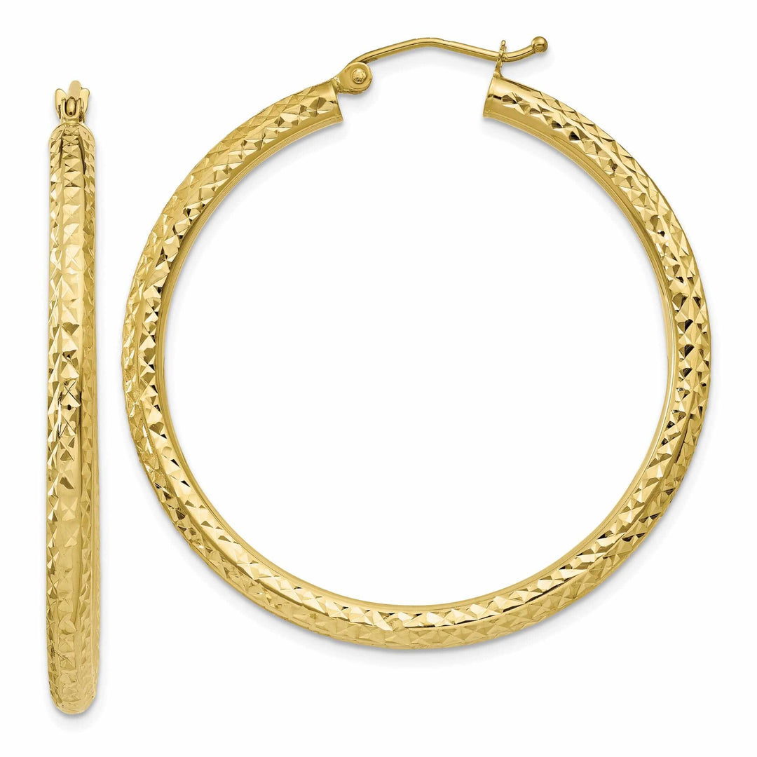 10k Yellow Gold 3MM Polished Round Hoop Earrings