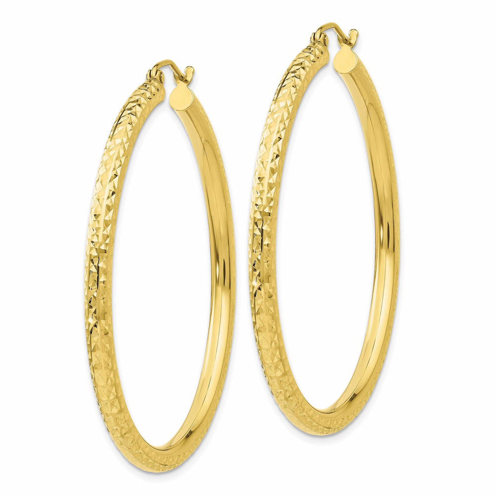 10k Yellow Gold D.C Polished Round Hoop Earrings