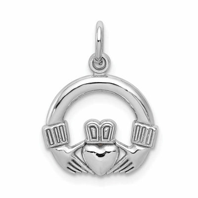 10K White Gold Polish Finish Claddagh Pendant at $ 63.29 only from Jewelryshopping.com