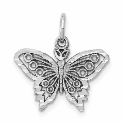 10K White Gold Filigree Butterfly Pendant