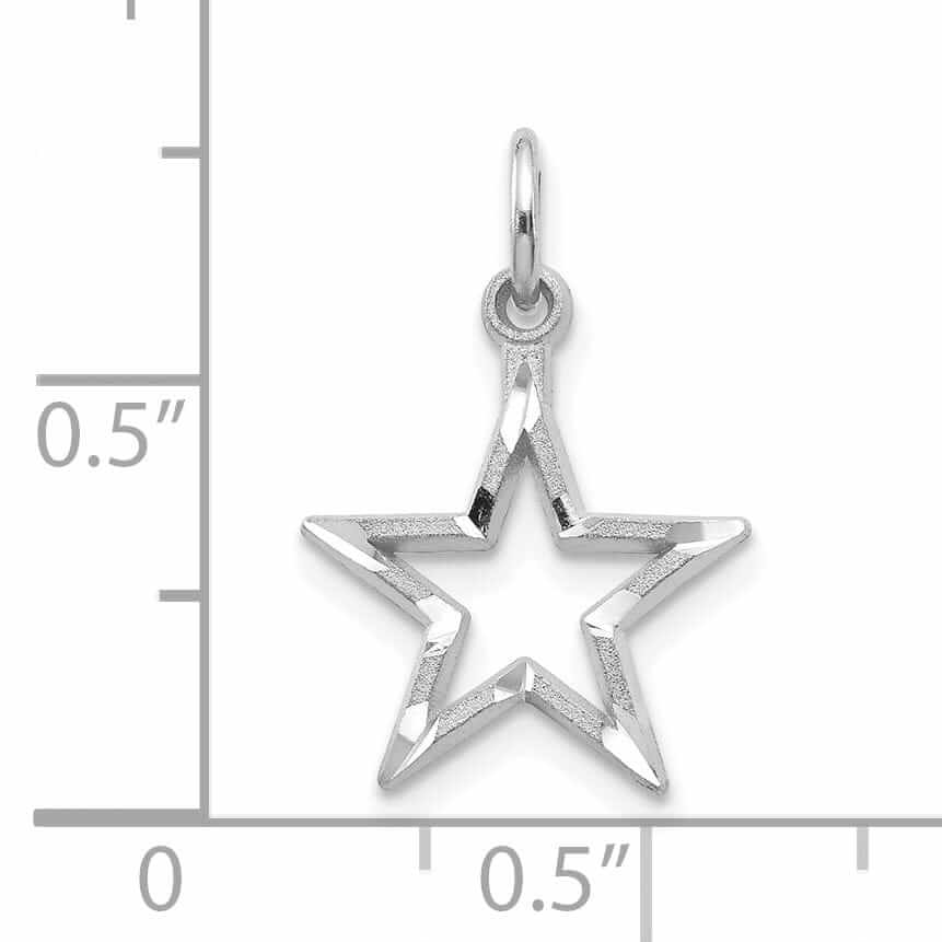 10K White Gold Diamond Cut Finish Star Pendant