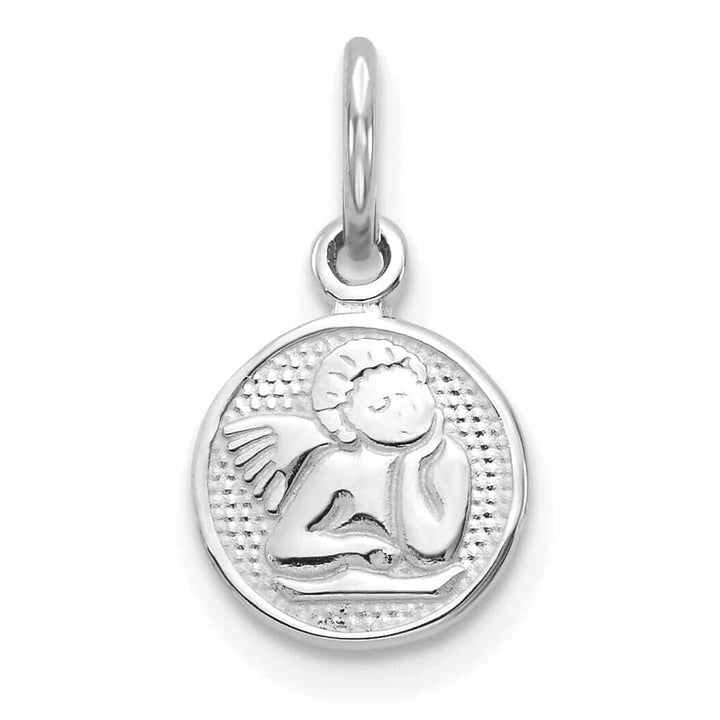 10K White Gold Polished Finish Angel Pendant