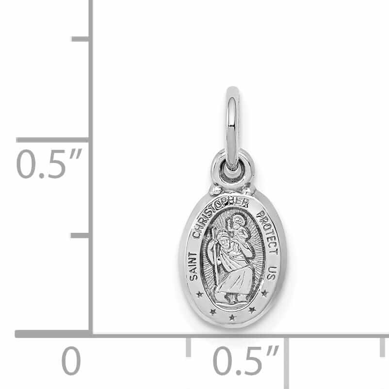 10K White Gold St. Christopher Medal Pendant