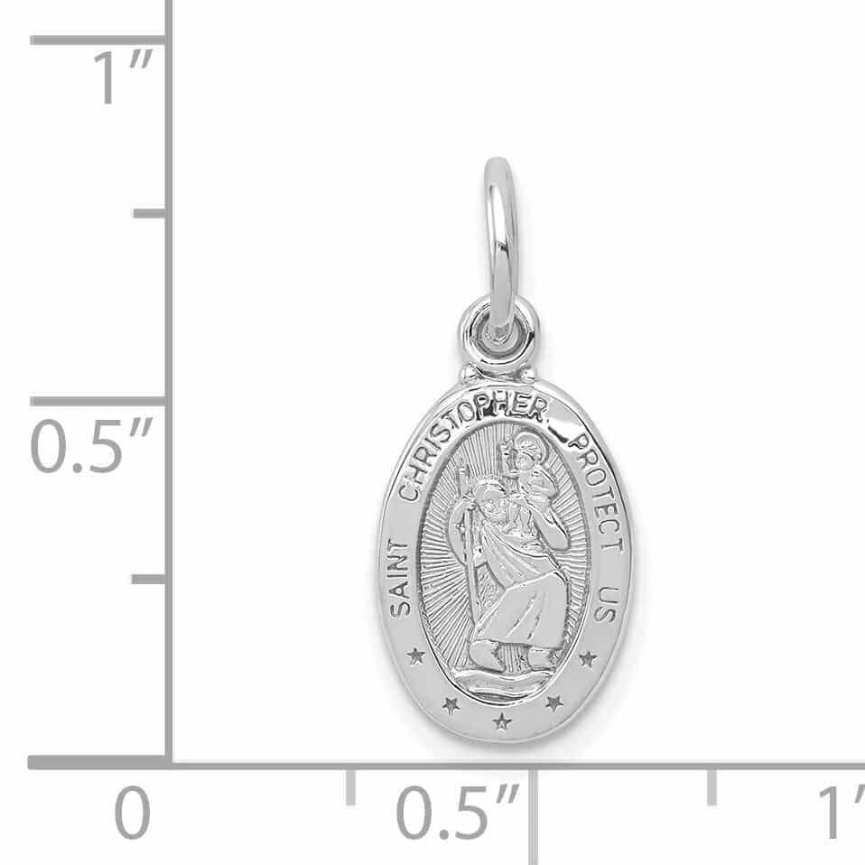 10K White Gold St. Christopher Medal Pendant