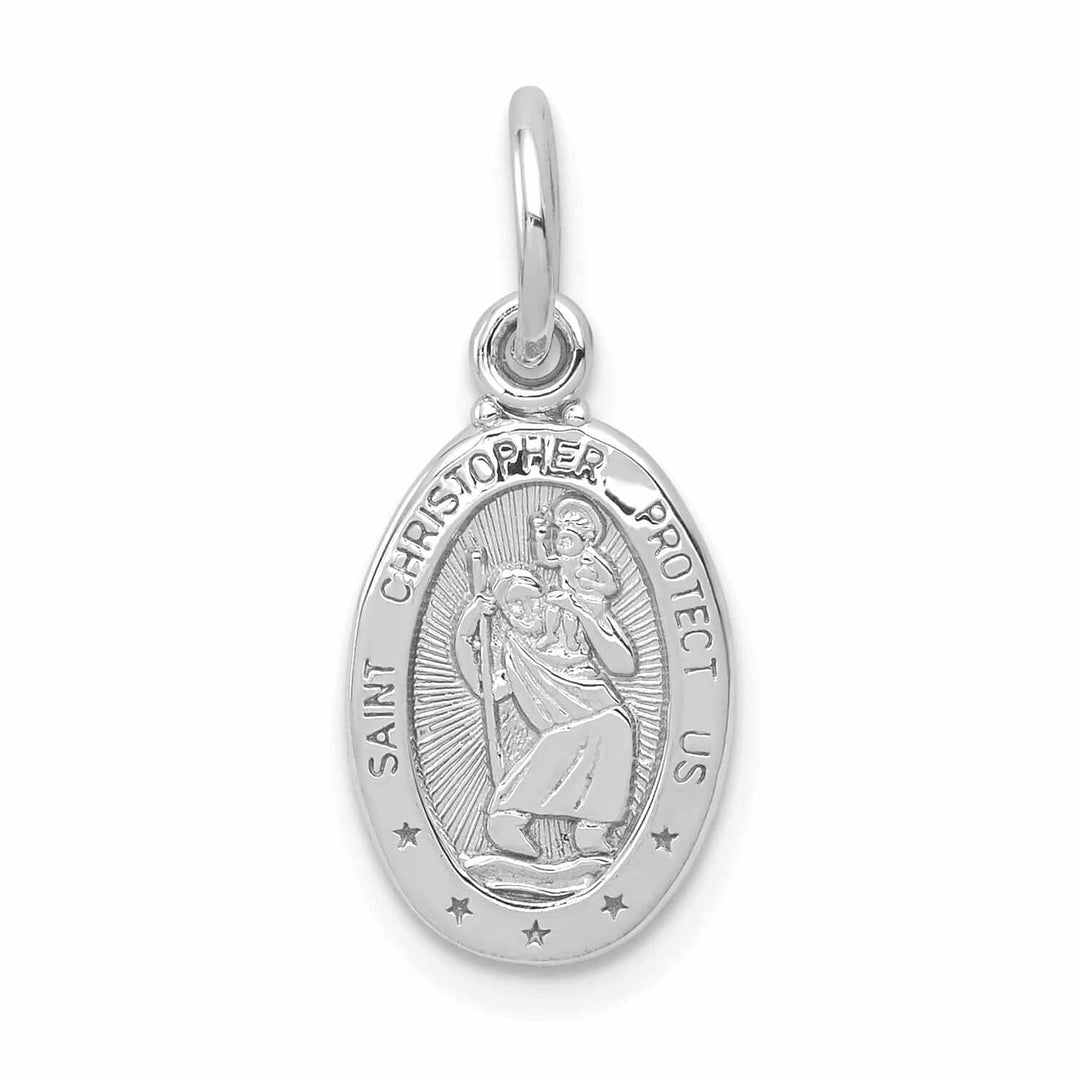 10K White Gold St. Christopher Medal Pendant